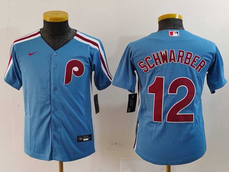 Youth Philadelphia Phillies #12 Kyle Schwarber Light Blue Cooperstown Cool Base Jersey,We sell and wholesale Youth Philadelphia Phillies #12 Kyle Schwarber Light Blue Cooperstown Cool Base Jersey on line form chian!